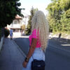 Svijetlo plavi, afro, rep na mrezicu, 75cm, zadnja strana na klijetici