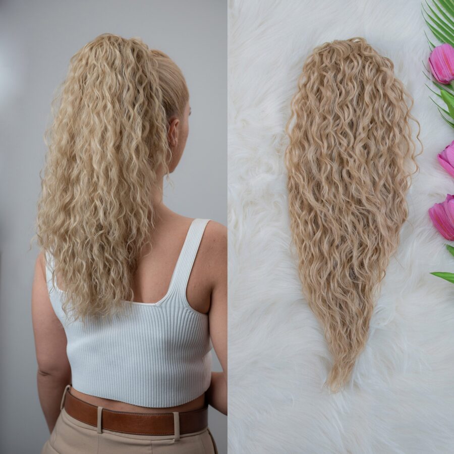 SvijetloplavaAfro50cm Tamno plavi afro 50cm,ekstenzije za kosu, prednja strana