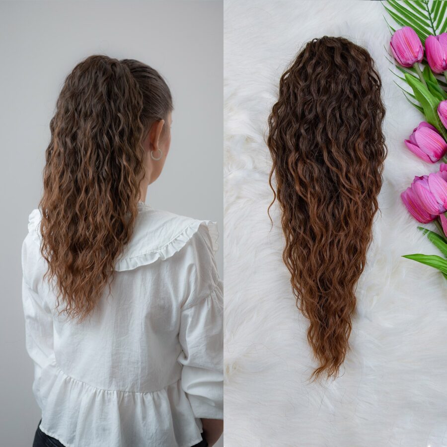 smediombreafro50cm Smeđi ombre afro 50cm,ekstenzije za kosu, prednja strana