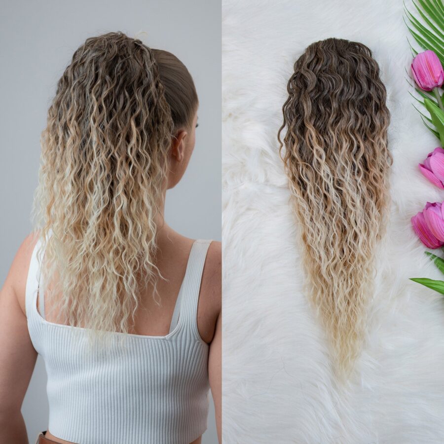 smedjeplavaafro50cm Smeđe plavi afro 50cm,ekstenzije za kosu, prednja strana