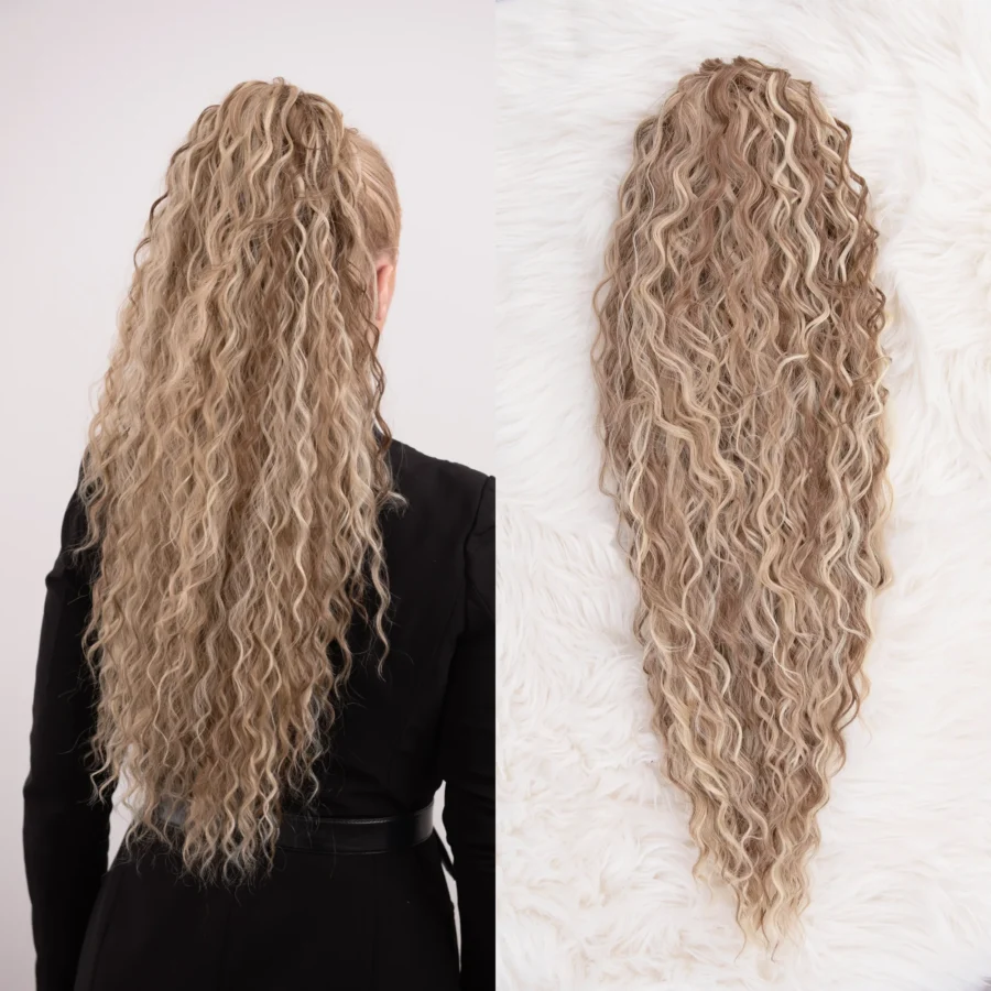 Svijetlo smedja s pramenovima afro rep 80cm